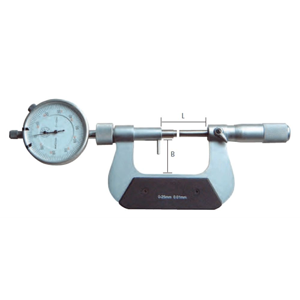 Micrometer 0-25mm met meetklok aflezing 0,01mm met HM meetpunten-2