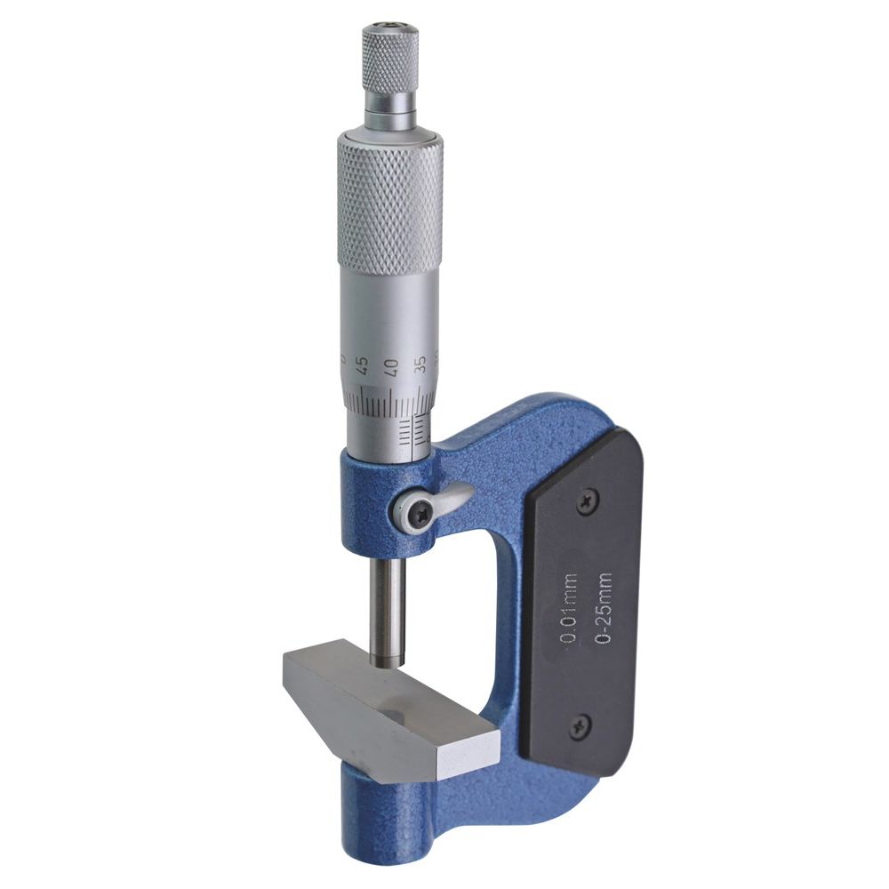 Micrometer 0-25mm met extra groot meet- vlak 50x14mm, aflezing 0,005mm-0