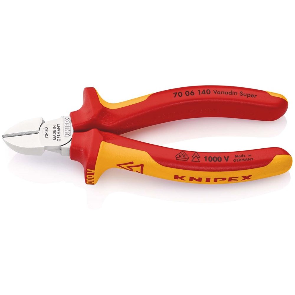 KNIPEX 70 06 140 Zijsnijtang geïsoleerd met meer-componentengrepen, VDE-getest verchroomd 140 mm-0