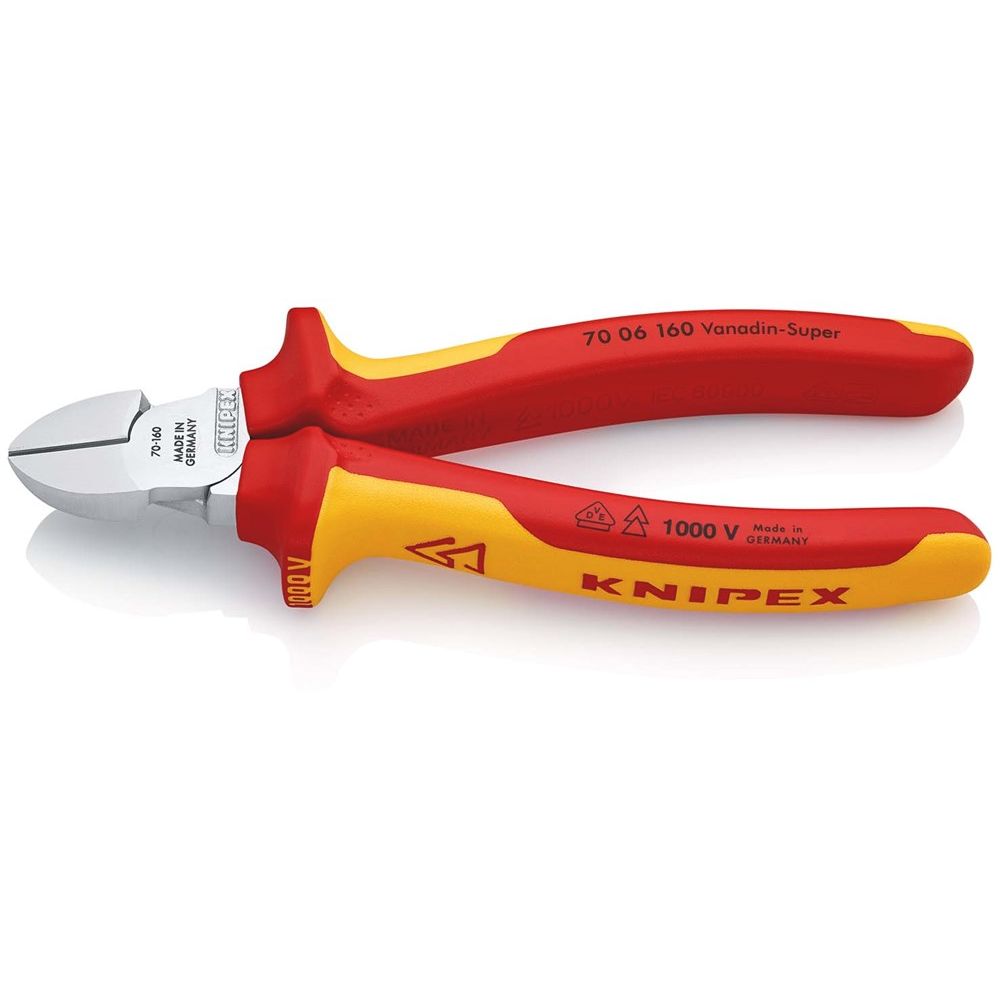 KNIPEX 70 06 160 Zijsnijtang geïsoleerd met meer-componentengrepen, VDE-getest verchroomd 160 mm-0