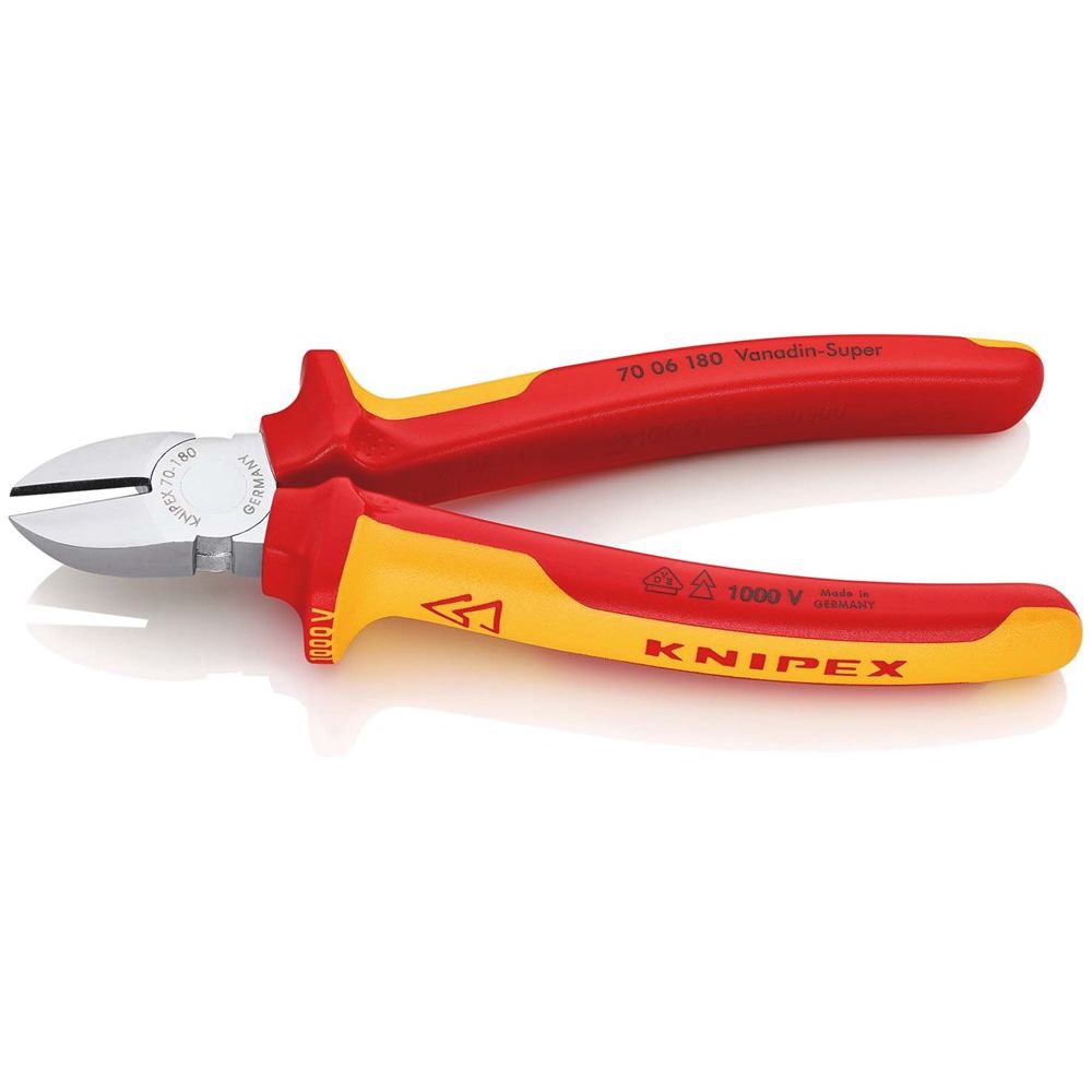 KNIPEX 70 06 180 Zijsnijtang geïsoleerd met meer-componentengrepen, VDE-getest verchroomd 180 mm-2