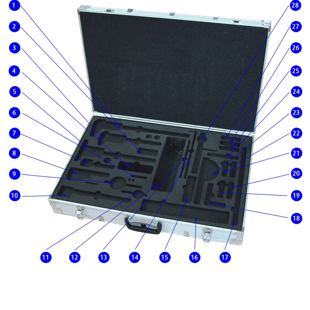 Set 28-dlg. digitale schuifmaten, micro- meter, passer, etc. in alu koffer-2