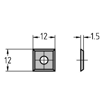 Keermes 12,0 x 12,0 x 1,5 mm (1-gats), vierzijdig geslepen, HW