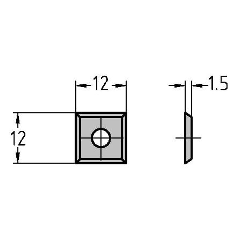 Keermes 12,0 x 12,0 x 1,5 mm (1-gats), vierzijdig geslepen, HW