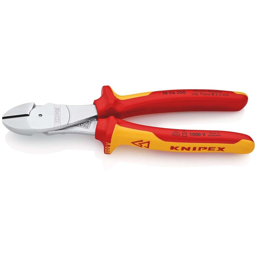 KNIPEX 74 06 200 Kracht-zijsnijtang geïsoleerd met meer-componentengrepen, VDE-getest verchroomd 200-0