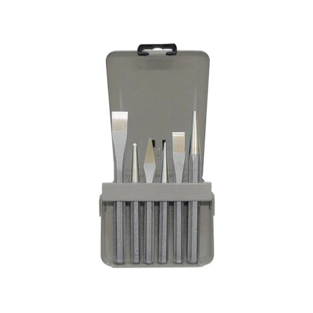 Spitse en platte beitel, centerpons en doorslag set, 6-dlg-1