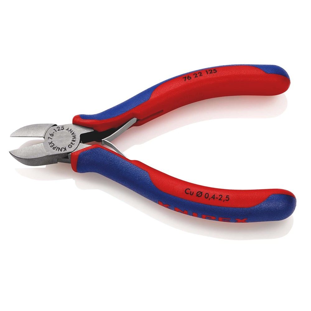 KNIPEX 76 22 125 Zijsnijtang voor elektromechanica met meer-componentengrepen zwart geatramenteerd 1-2