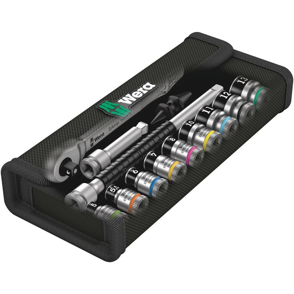 8100 SA 12 HF ZYKLOP METAL-RATELSET, OMSCHAKELPAL, 1/4"-AANDRIJVING, METRISCH, 13-DELIG-2