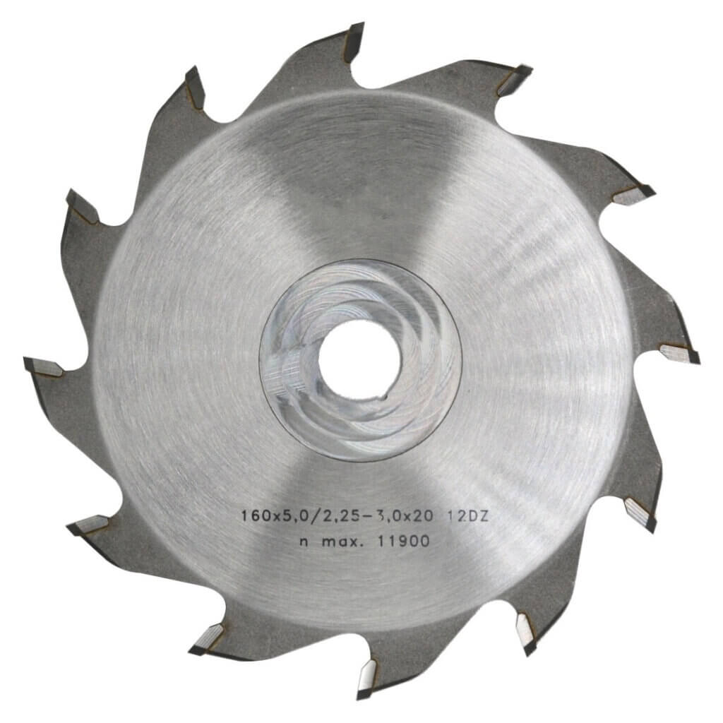 V-Groefzaag Ø 160 mm, asgat 20 mm, B=5,00 mm, Z=12 V-tand, HW