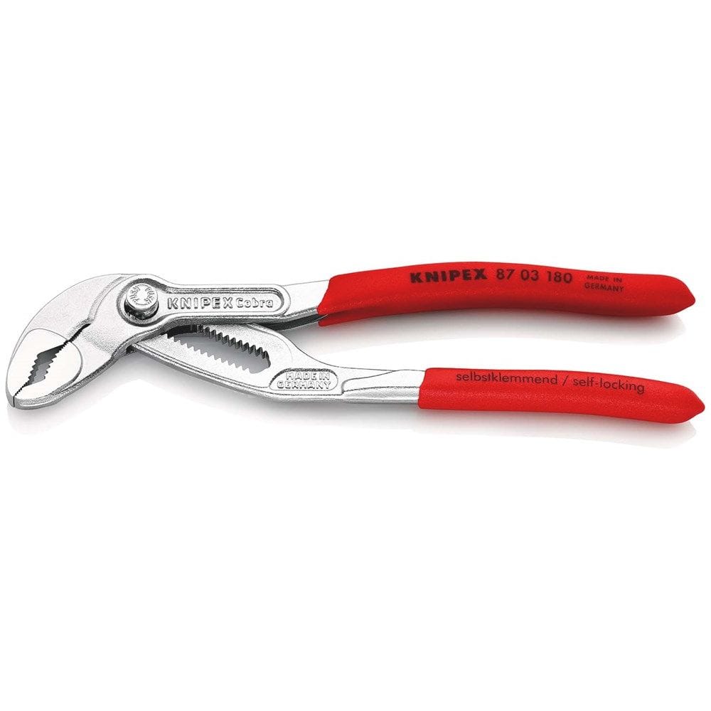 KNIPEX 87 03 180 Cobra® Hightech-waterpomptang met anti-slip kunststof bekleed verchroomd 180 mm-0