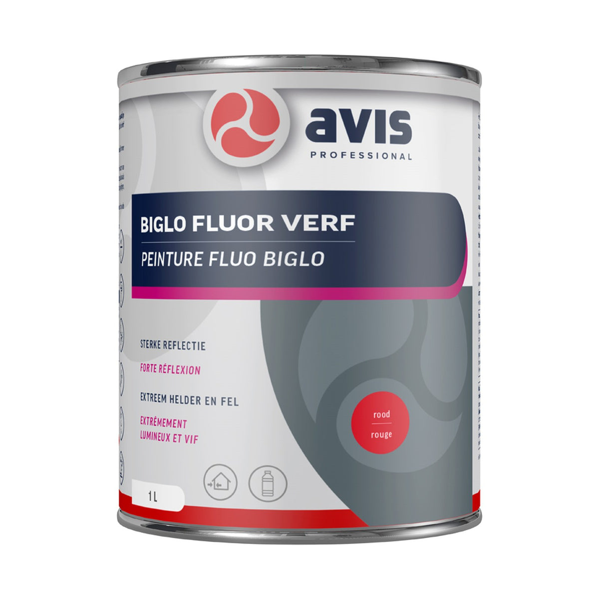 Avis Biglo Fluor Verf Rood RAL 3024 1 liter – EAN 8712576100528