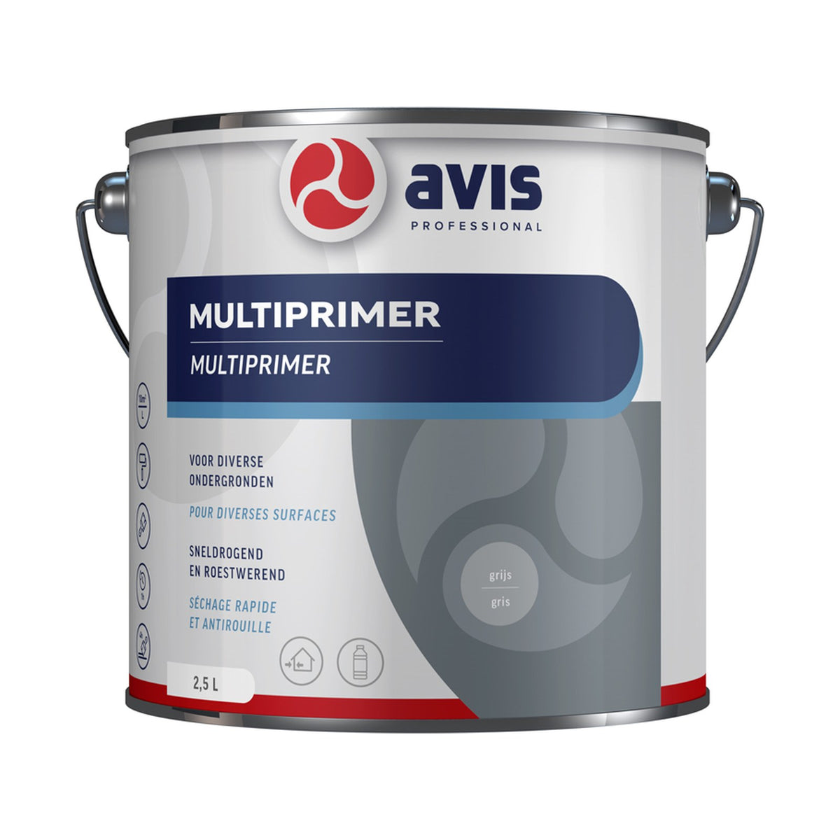 Avis Multiprimer Grijs (RAL 7040) 2,5 liter – EAN 8712576105974