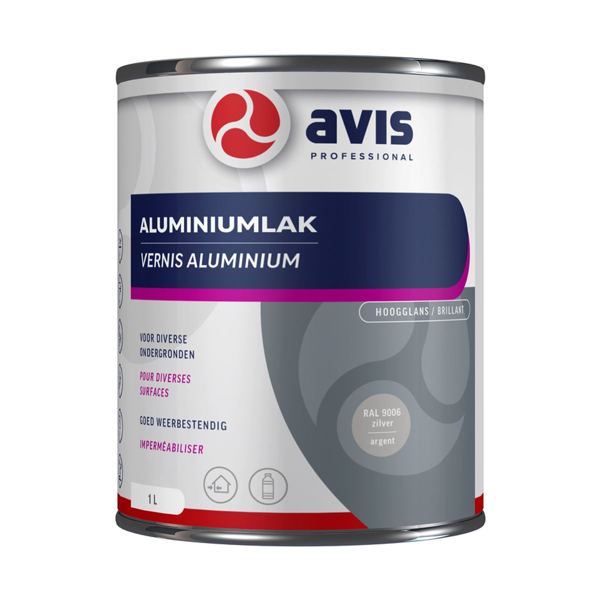 Avis Aluminiumlak RAL 9006 1 liter – EAN 8712576108371
