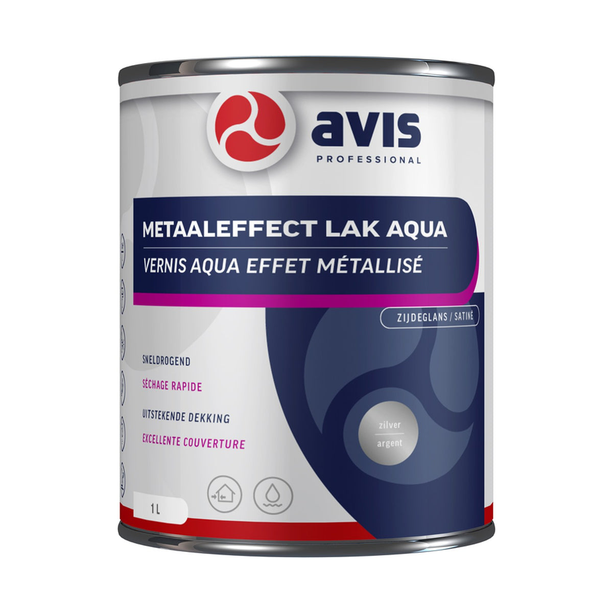 Avis Metaaleffect Lak Aqua Zilver 1 liter – EAN 8712576305503