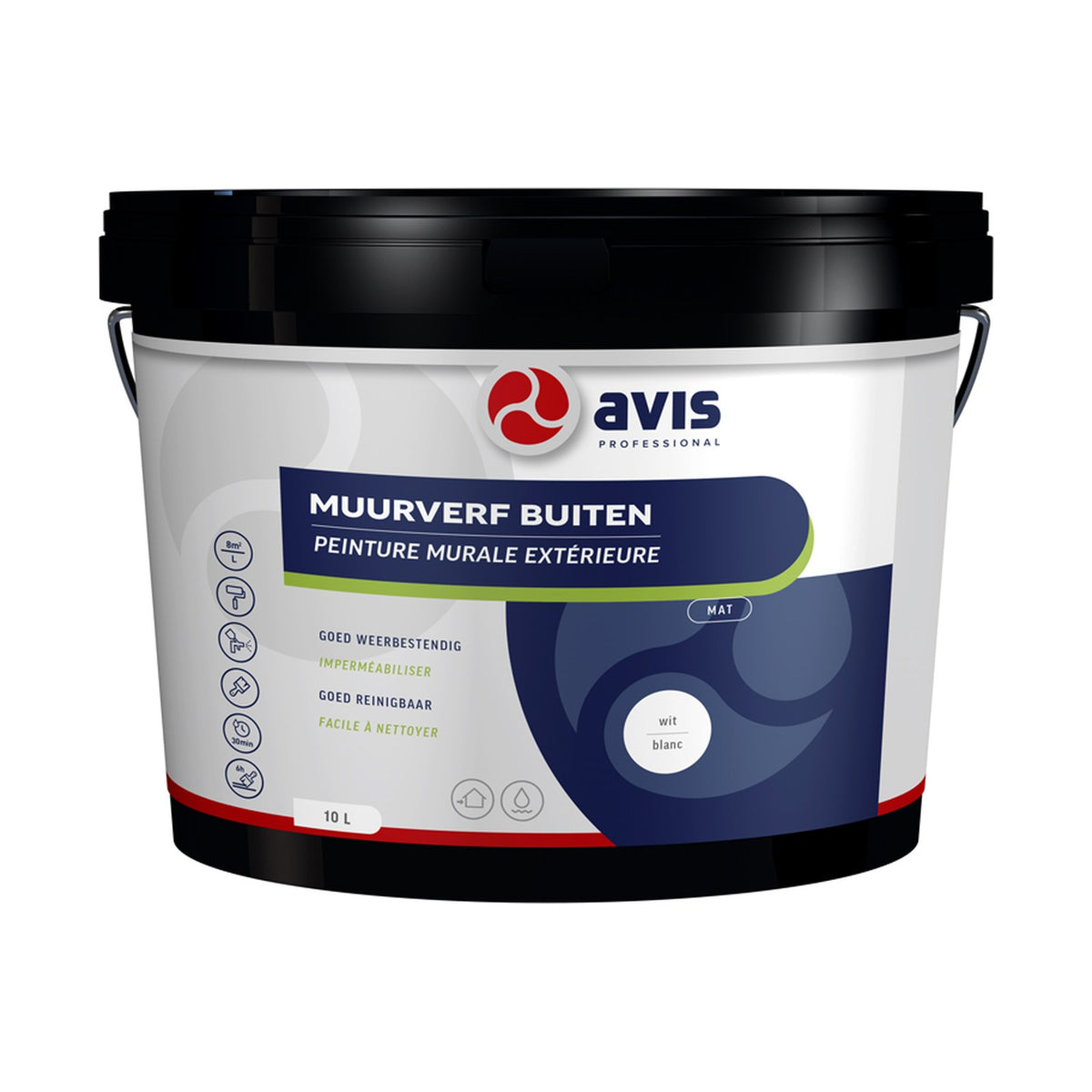 Avis Muurverf Buiten Wit Mat 10 liter – EAN 8712576308207