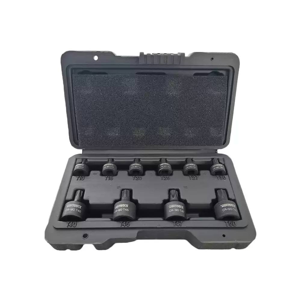 9-delige Stubby Impact Torx Bit-doppenset T10 tot T50 laag profiel