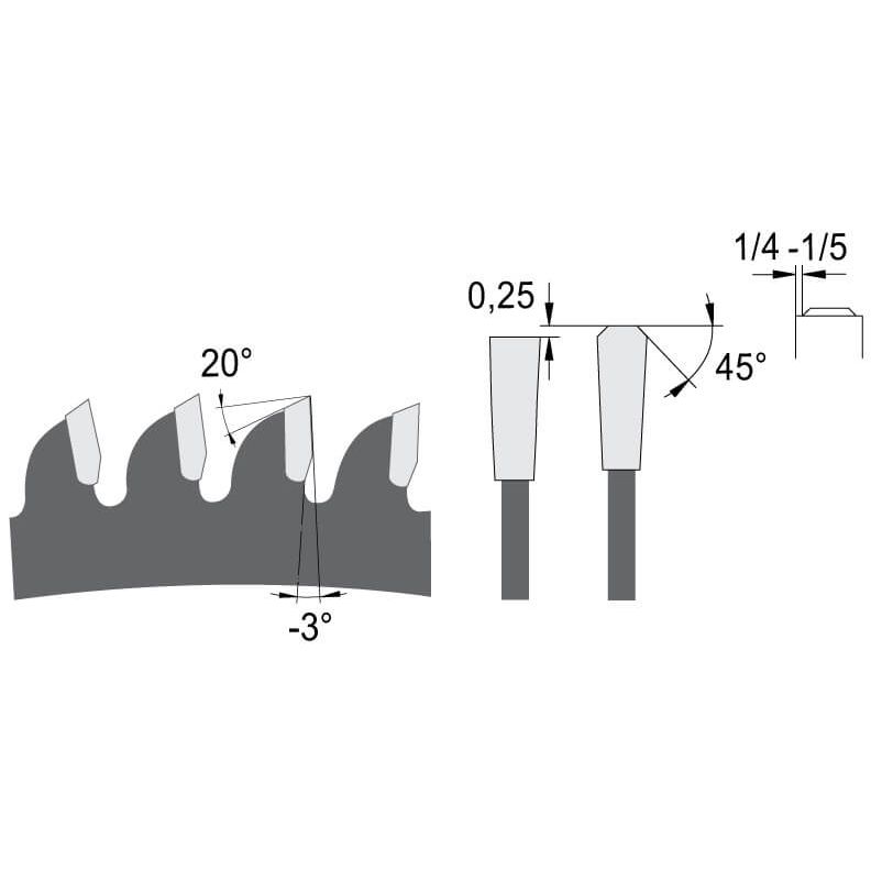 Zaagblad Ø 220 mm, asgat 30 mm, B=2,80 mm, Z=54 TF Neg., HW