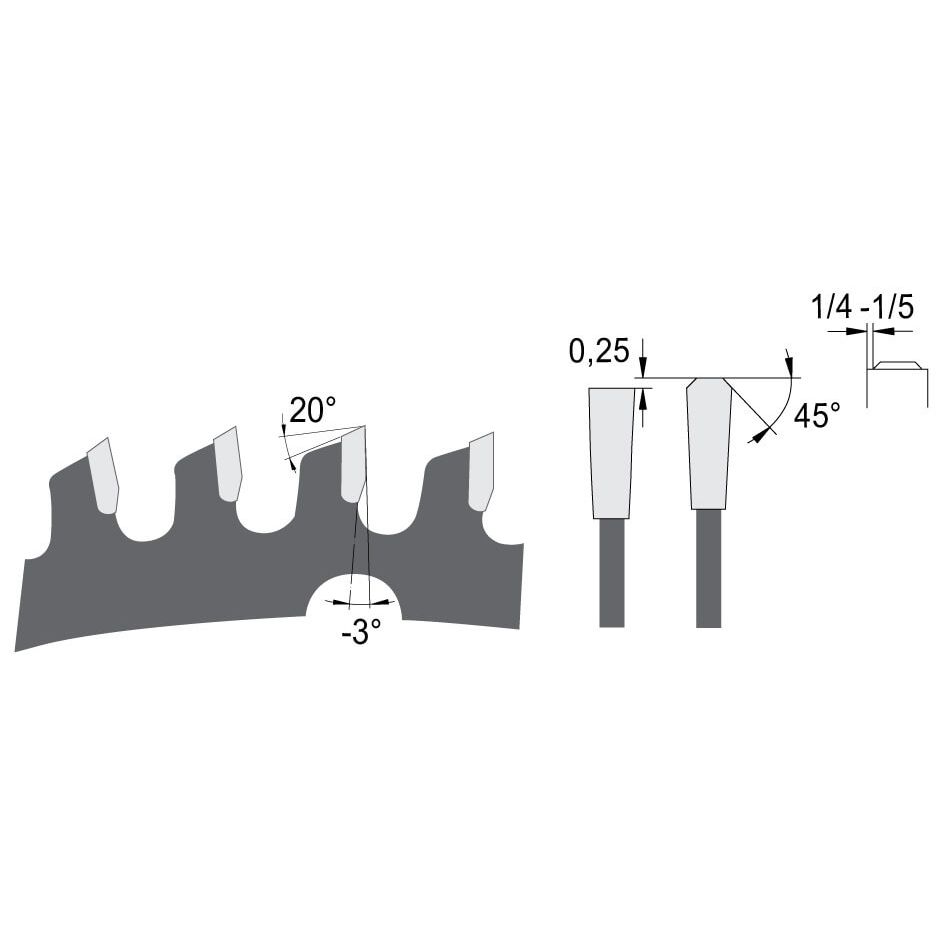 Zaagblad Ø 150 mm, asgat 20 mm, B=2,00 mm, Z=42 TF Neg., HW
