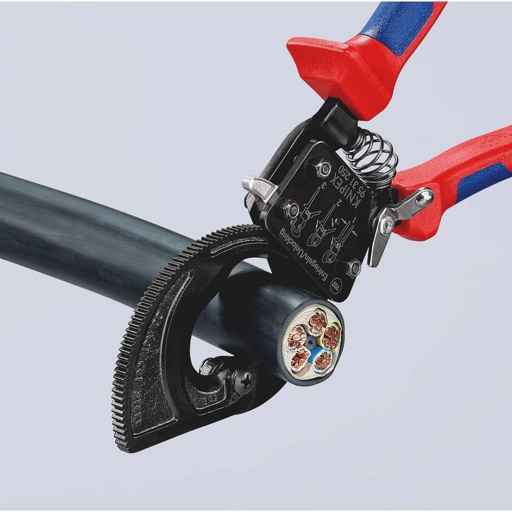 KNIPEX 95 31 250 Kabelschaar (ratelprincipe) met meer-componentengrepen zwart gelakt 250 mm (zelfbed-3