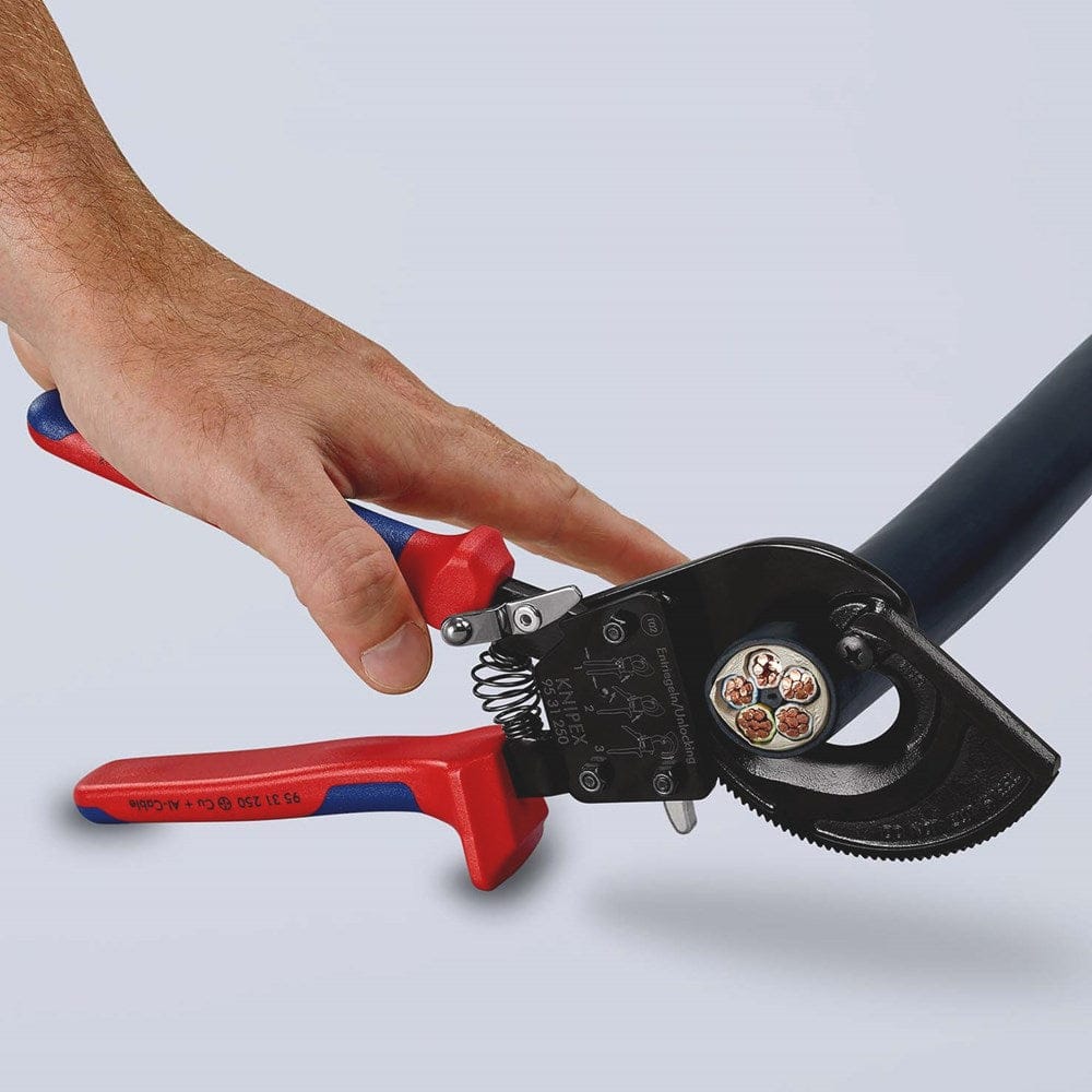KNIPEX 95 31 250 Kabelschaar (ratelprincipe) met meer-componentengrepen zwart gelakt 250 mm (zelfbed-7