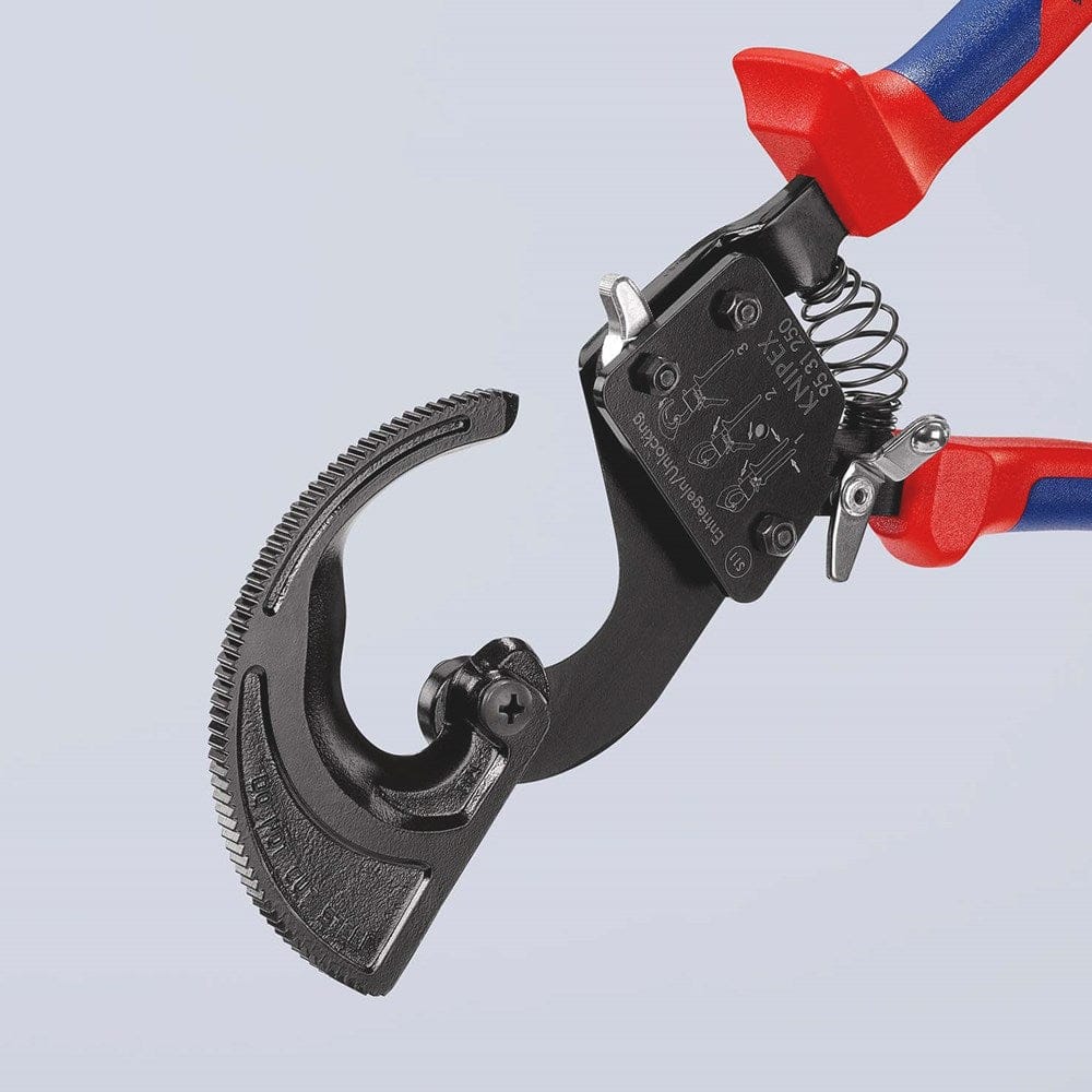 KNIPEX 95 31 250 Kabelschaar (ratelprincipe) met meer-componentengrepen zwart gelakt 250 mm (zelfbed-12
