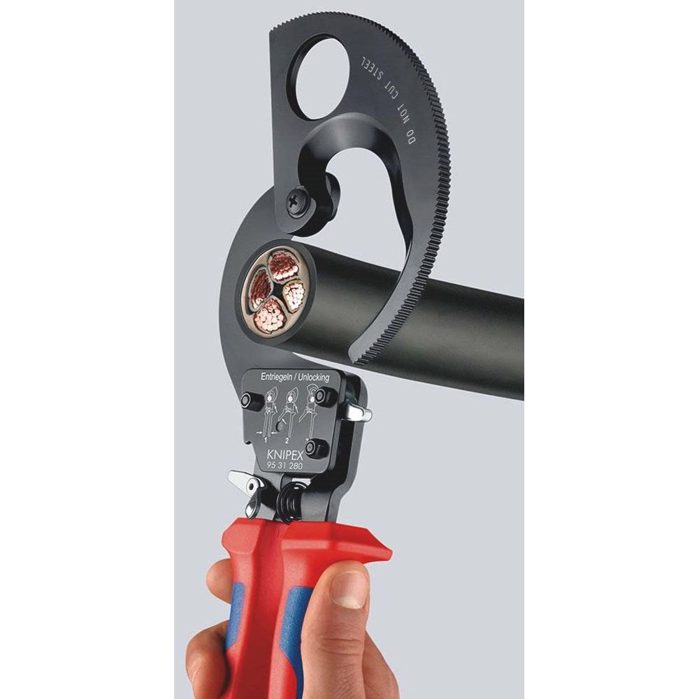 KNIPEX 95 31 280 Kabelschaar (ratelprincipe) met meer-componentengrepen zwart gelakt 280 mm (zelfbed-3