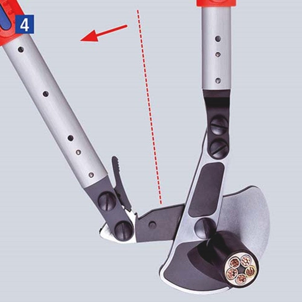 KNIPEX 95 32 038 Kabelschaar (ratelprincipe) met telescopische grepen met meer-componentengrepen 570-5