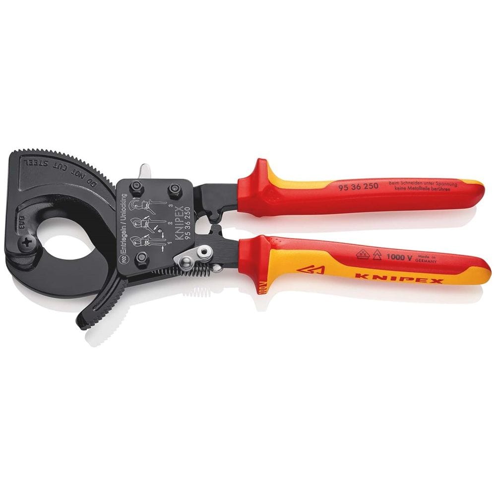 KNIPEX 95 36 250 Kabelschaar (ratelprincipe) geïsoleerd met meer-componentengrepen, VDE-getest zwart-0