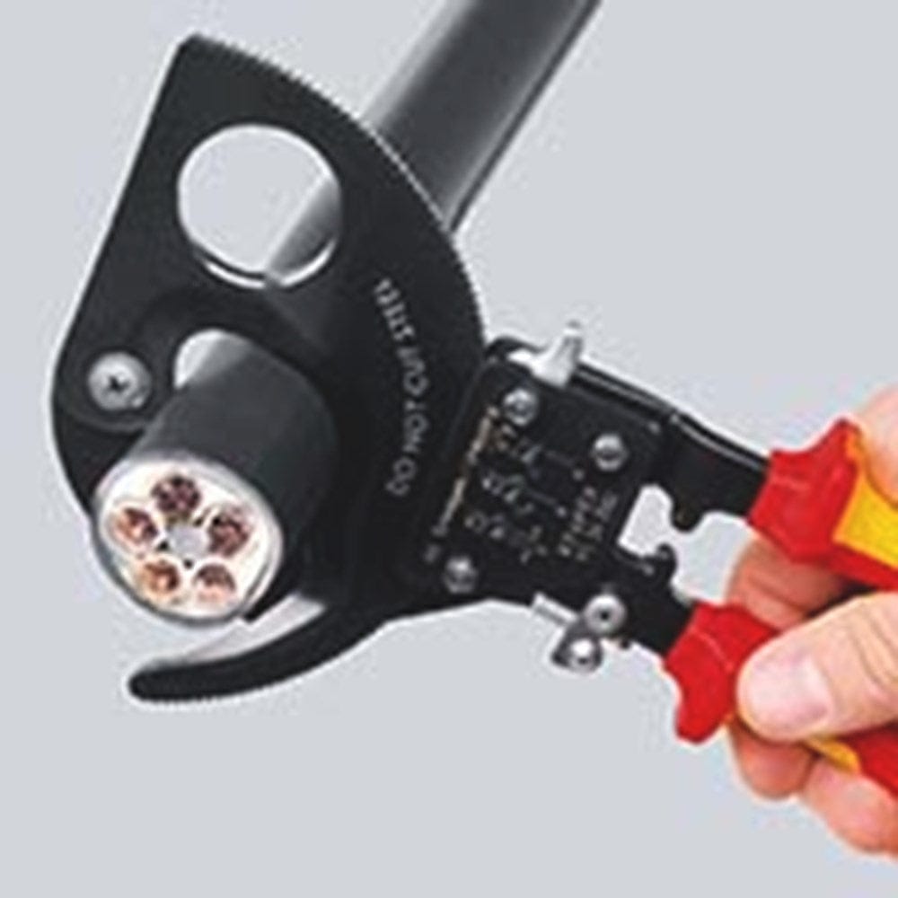 KNIPEX 95 36 280 Kabelschaar (ratelprincipe) geïsoleerd met meer-componentengrepen, VDE-getest zwart-3