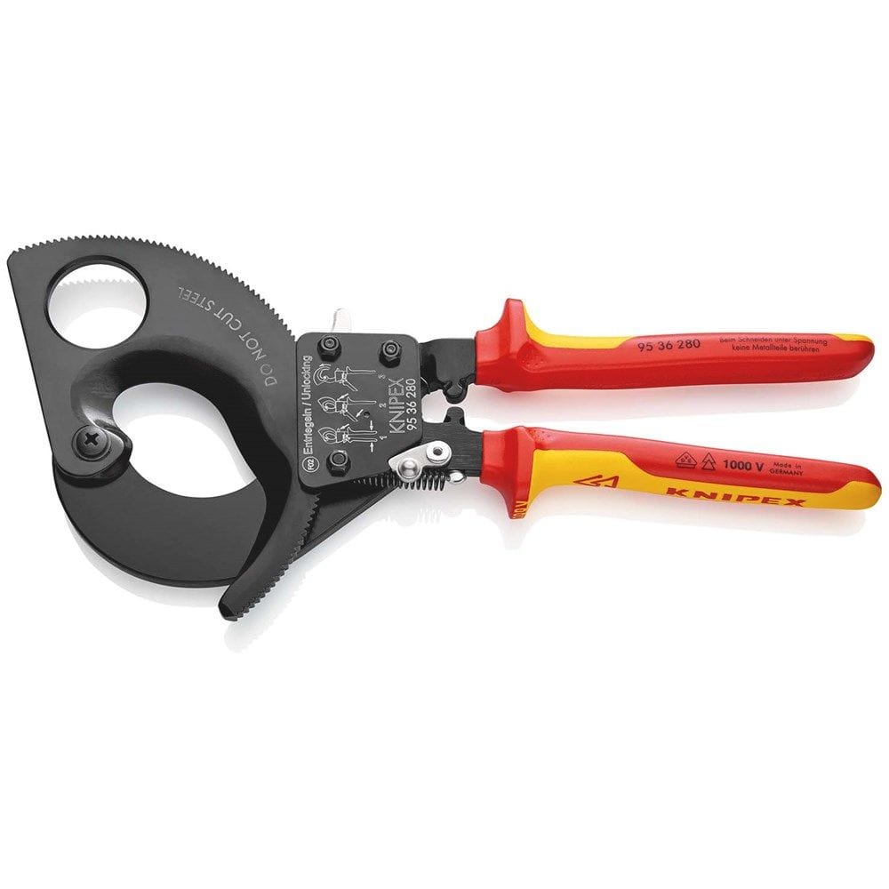 KNIPEX 95 36 280 Kabelschaar (ratelprincipe) geïsoleerd met meer-componentengrepen, VDE-getest zwart-0