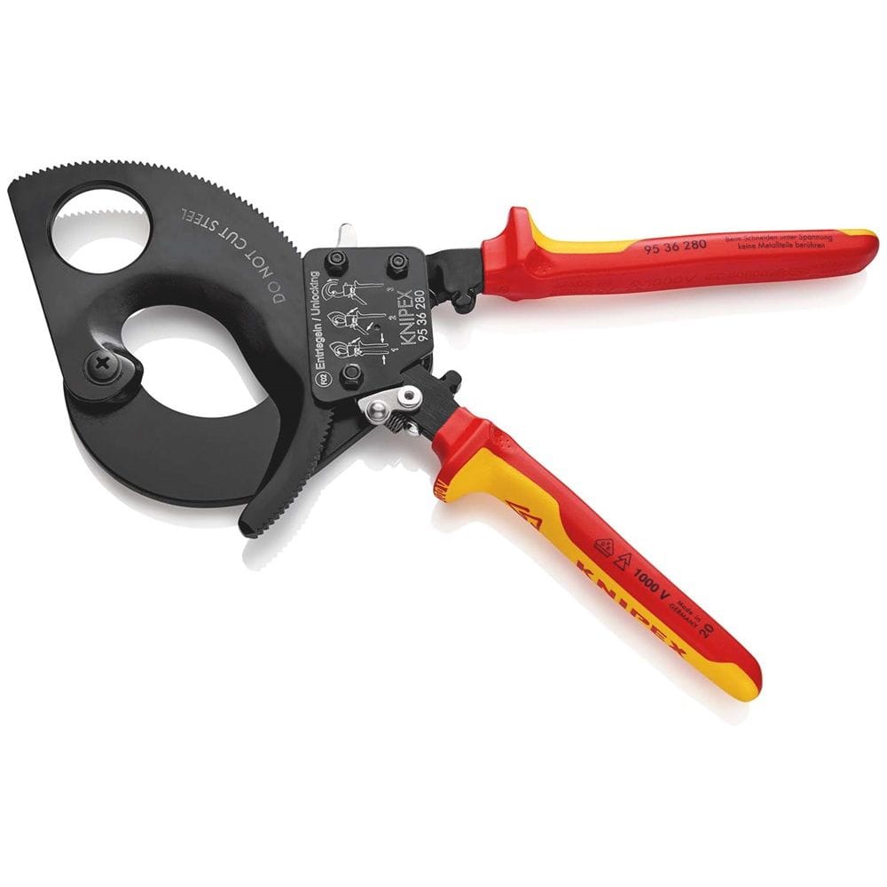 KNIPEX 95 36 280 Kabelschaar (ratelprincipe) geïsoleerd met meer-componentengrepen, VDE-getest zwart-2