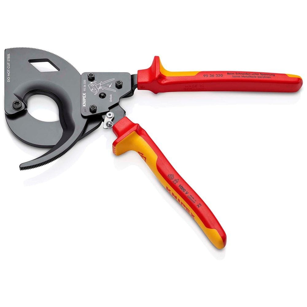 KNIPEX 95 36 320 Kabelschaar (ratelprincipe, 3-gangen) geïsoleerd met meer-componentengrepen, VDE-ge-2