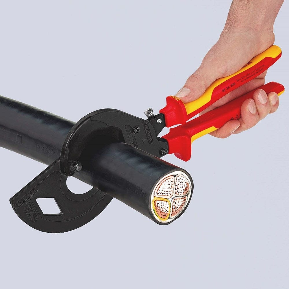 KNIPEX 95 36 320 Kabelschaar (ratelprincipe, 3-gangen) geïsoleerd met meer-componentengrepen, VDE-ge-4