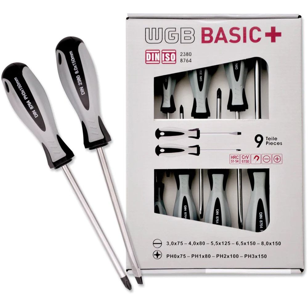 Schroevendraaierset, Phillips en zaagsnede, 9-dlg-0