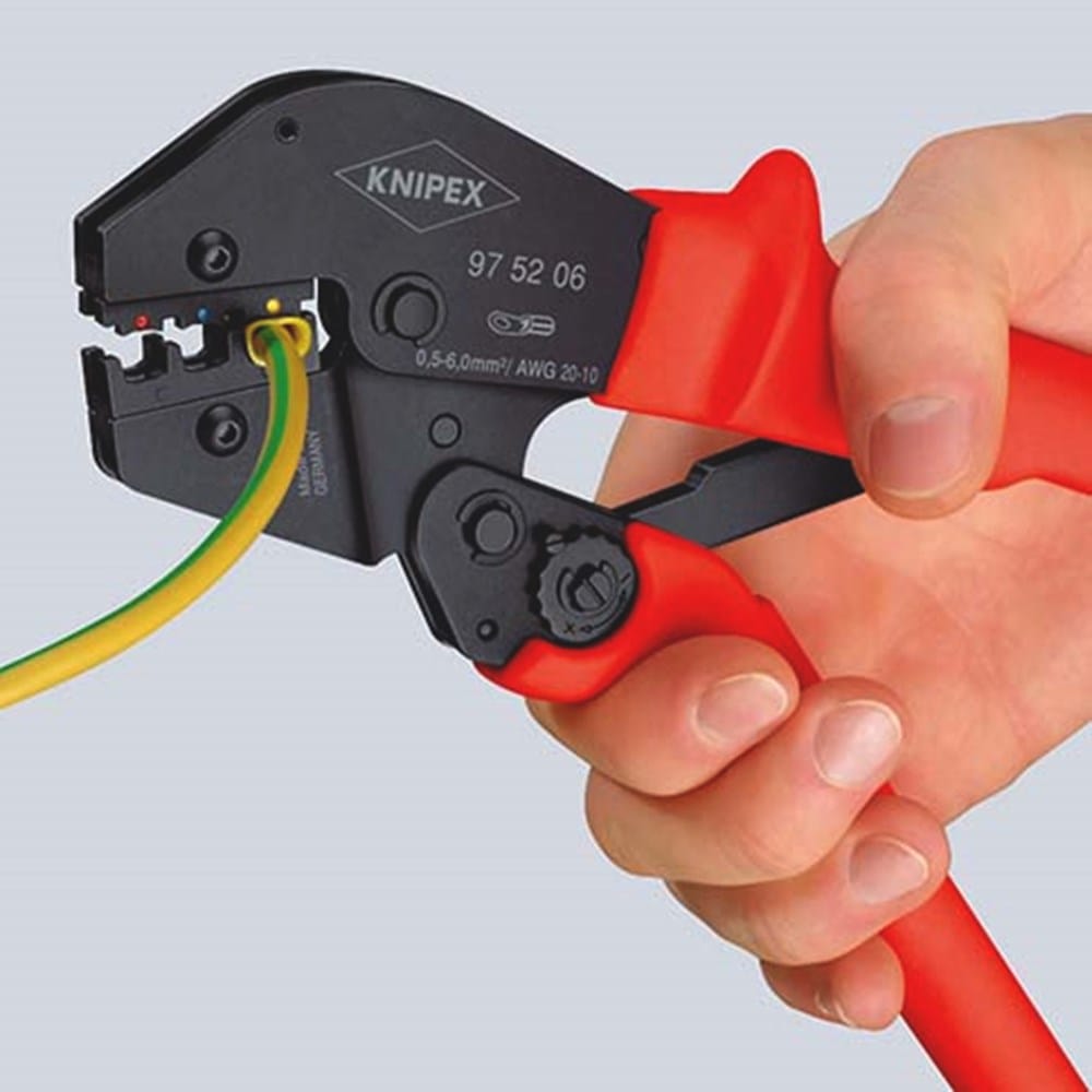KNIPEX 97 52 04 Krimptang ook te bedienen met twee handen met antislip kunststof bekleding gebruinee-4