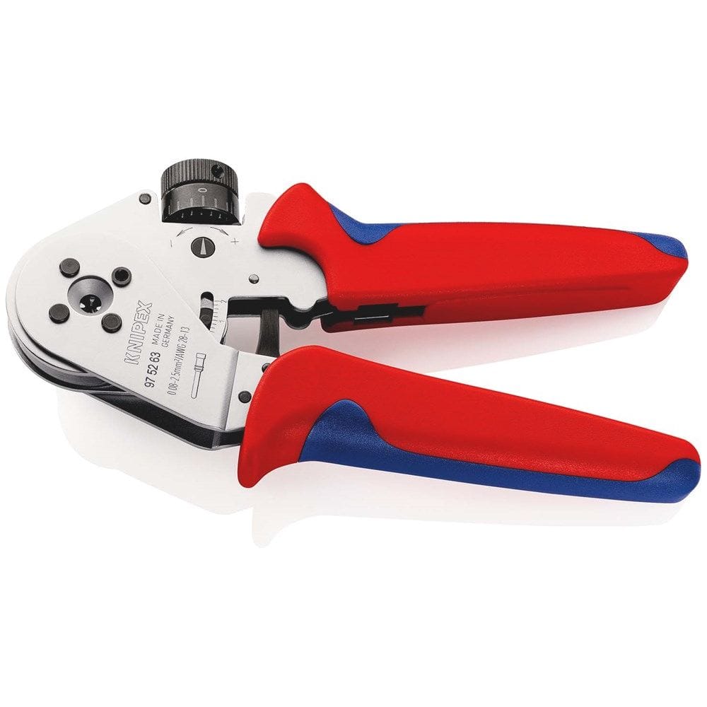 KNIPEX 97 52 63 Vierdoornkrimptang voor gedraaide contacten met meer-componentengrepen verchroomd 18-1