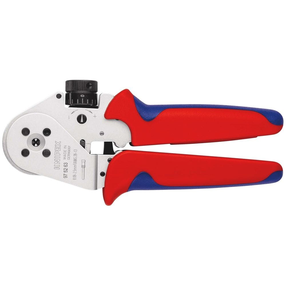 KNIPEX 97 52 63 Vierdoornkrimptang voor gedraaide contacten met meer-componentengrepen verchroomd 18-0