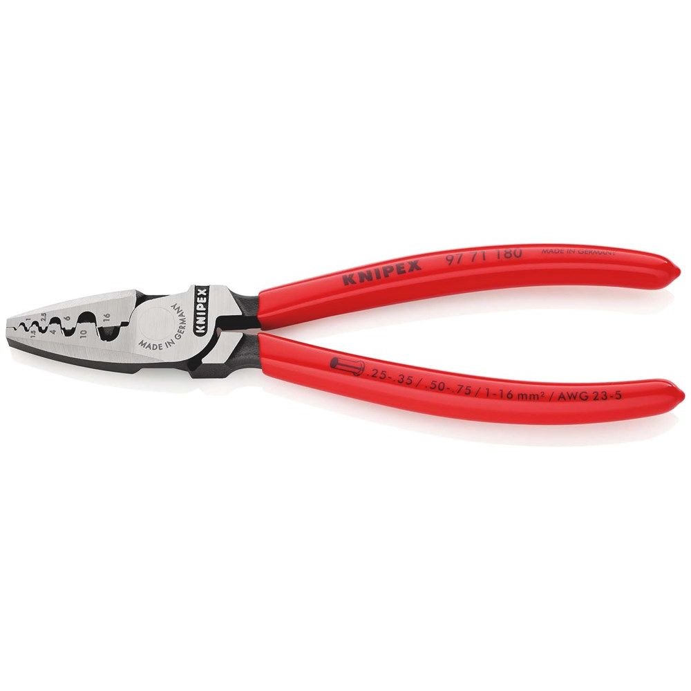 KNIPEX 97 71 180 Krimptang voor adereindhulzen met kunststof bekleed 180 mm-0