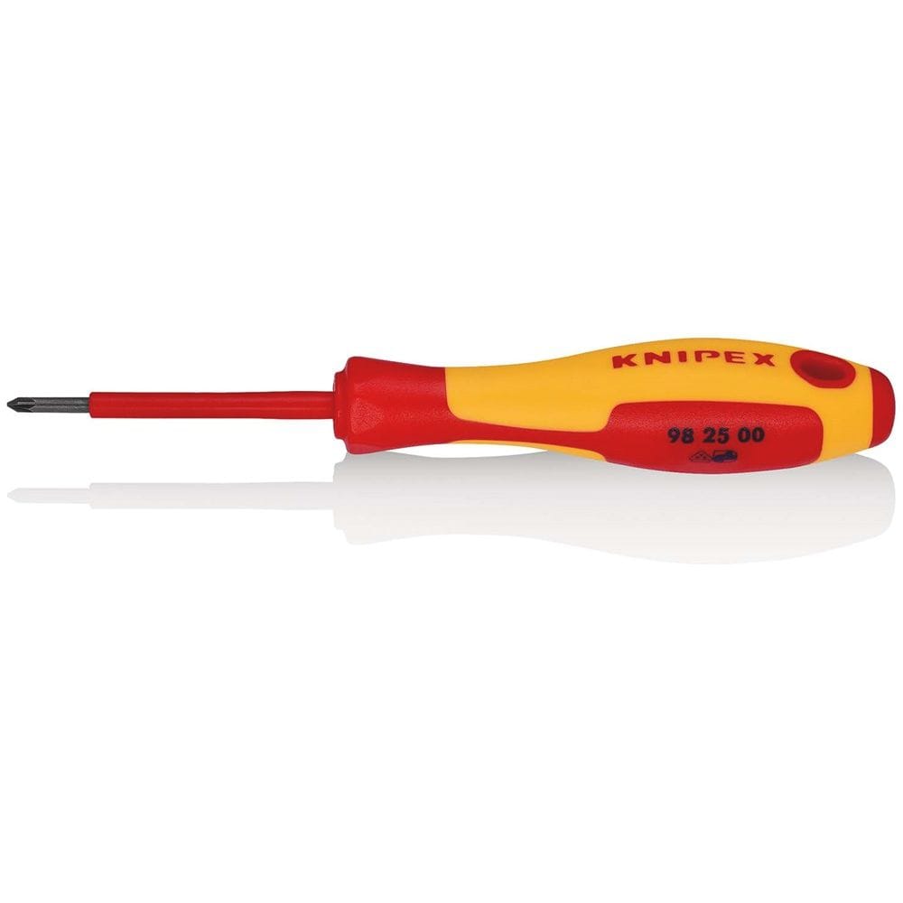 KNIPEX 98 25 00 Schroevendraaier voor kruiskopschroeven Pozidriv® geïsoleerde meercomponenten-greep,-0