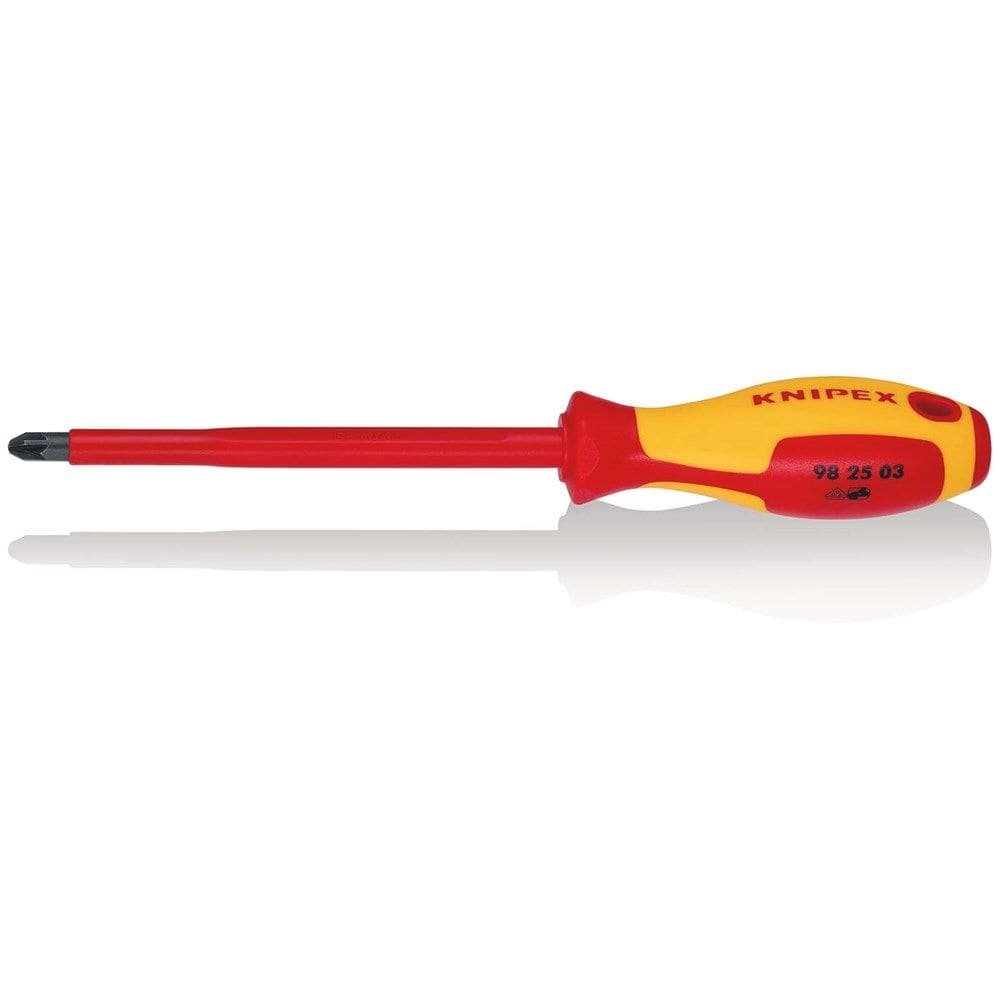 KNIPEX 98 25 03 Schroevendraaier voor kruiskopschroeven Pozidriv® geïsoleerde meercomponenten-greep,-0