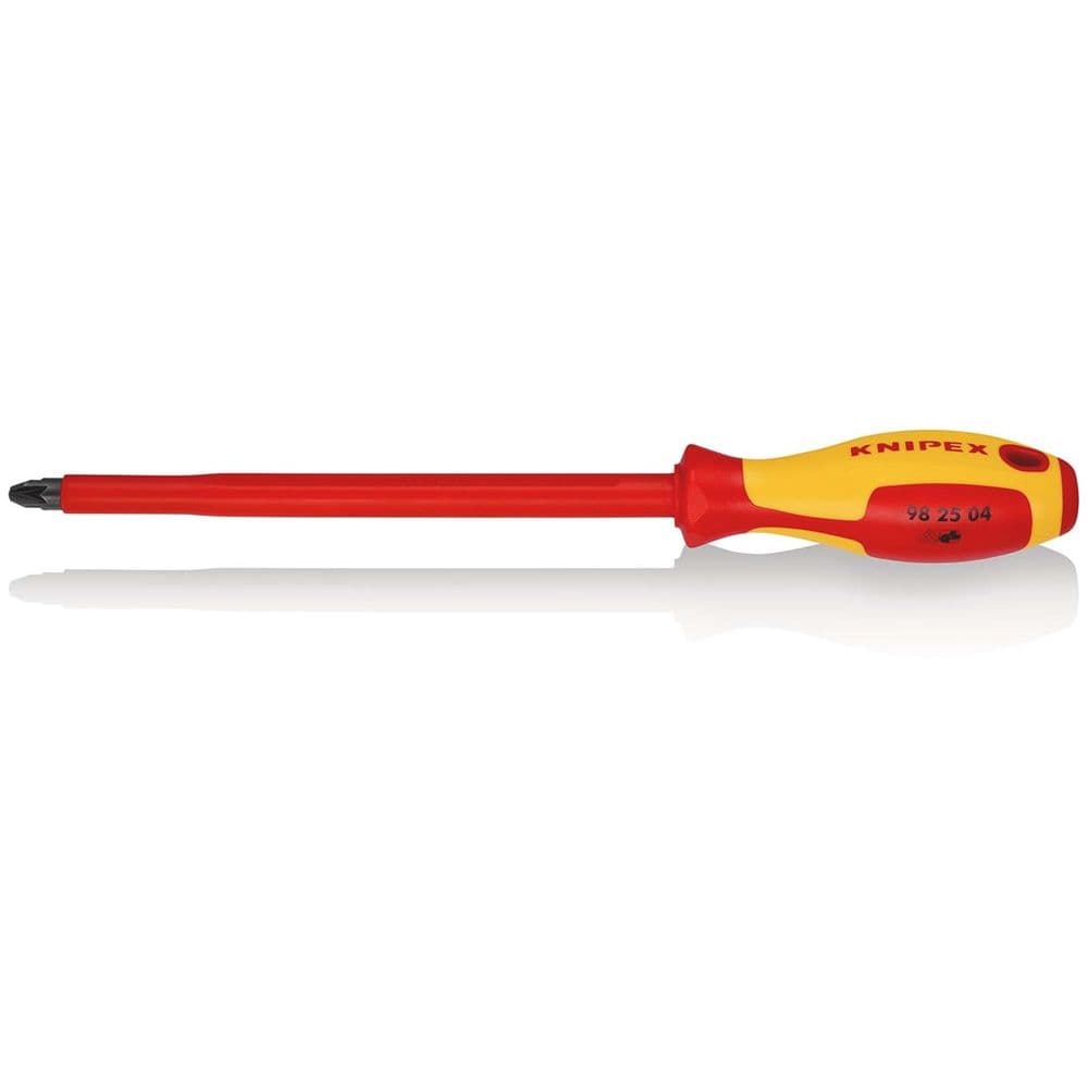 KNIPEX 98 25 04 Schroevendraaier voor kruiskopschroeven Pozidriv® geïsoleerde meercomponenten-greep,-0