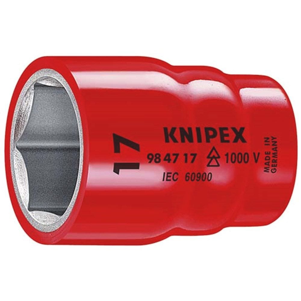 KNIPEX 98 47 1" Dop voor ratel (dubbele zeskant) met binnenvierkant 1/2" 61 mm-0