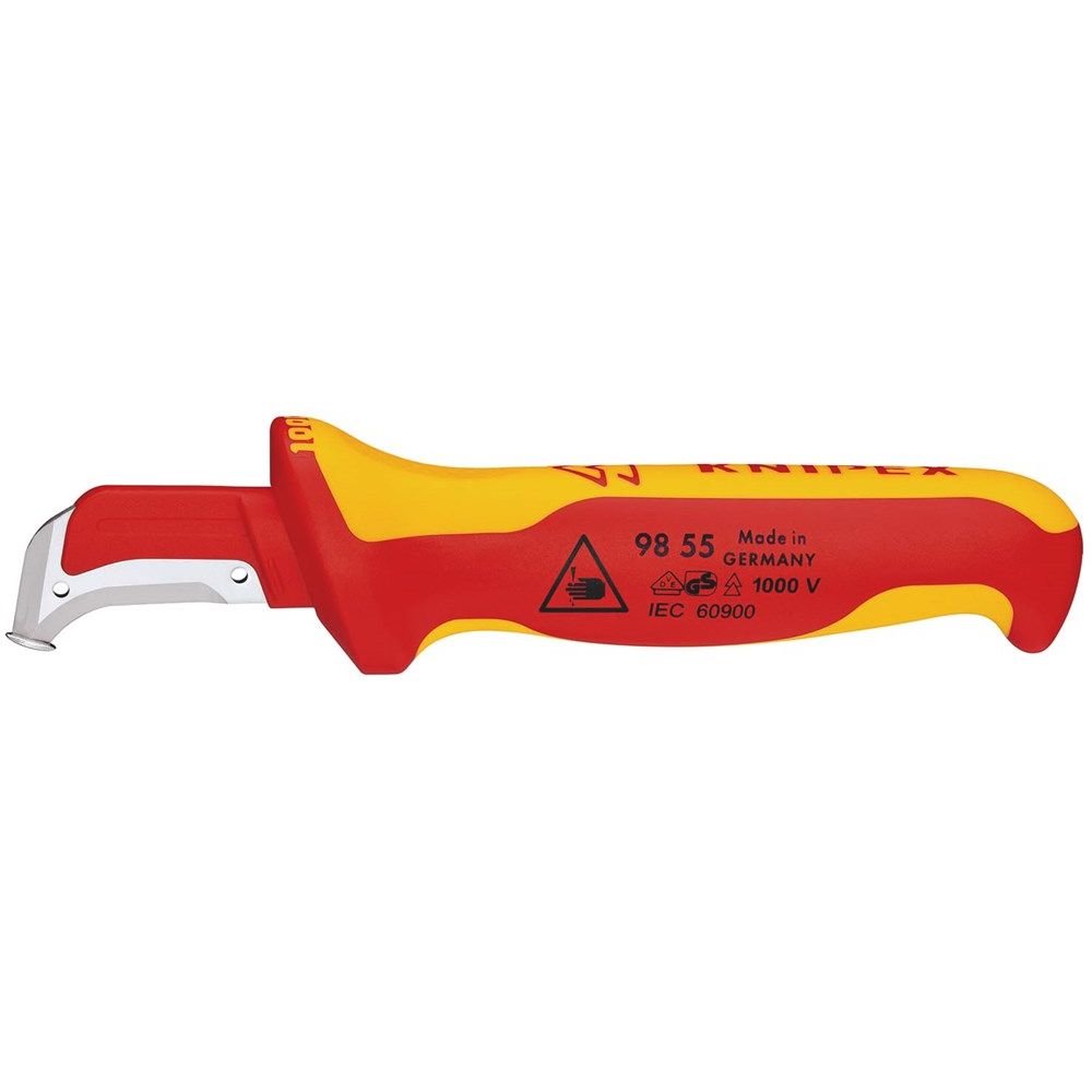 KNIPEX 98 55 Ontmantelingsmes met glijschoen geïsoleerde meercomponenten-greep, VDE-getest 180 mm-1