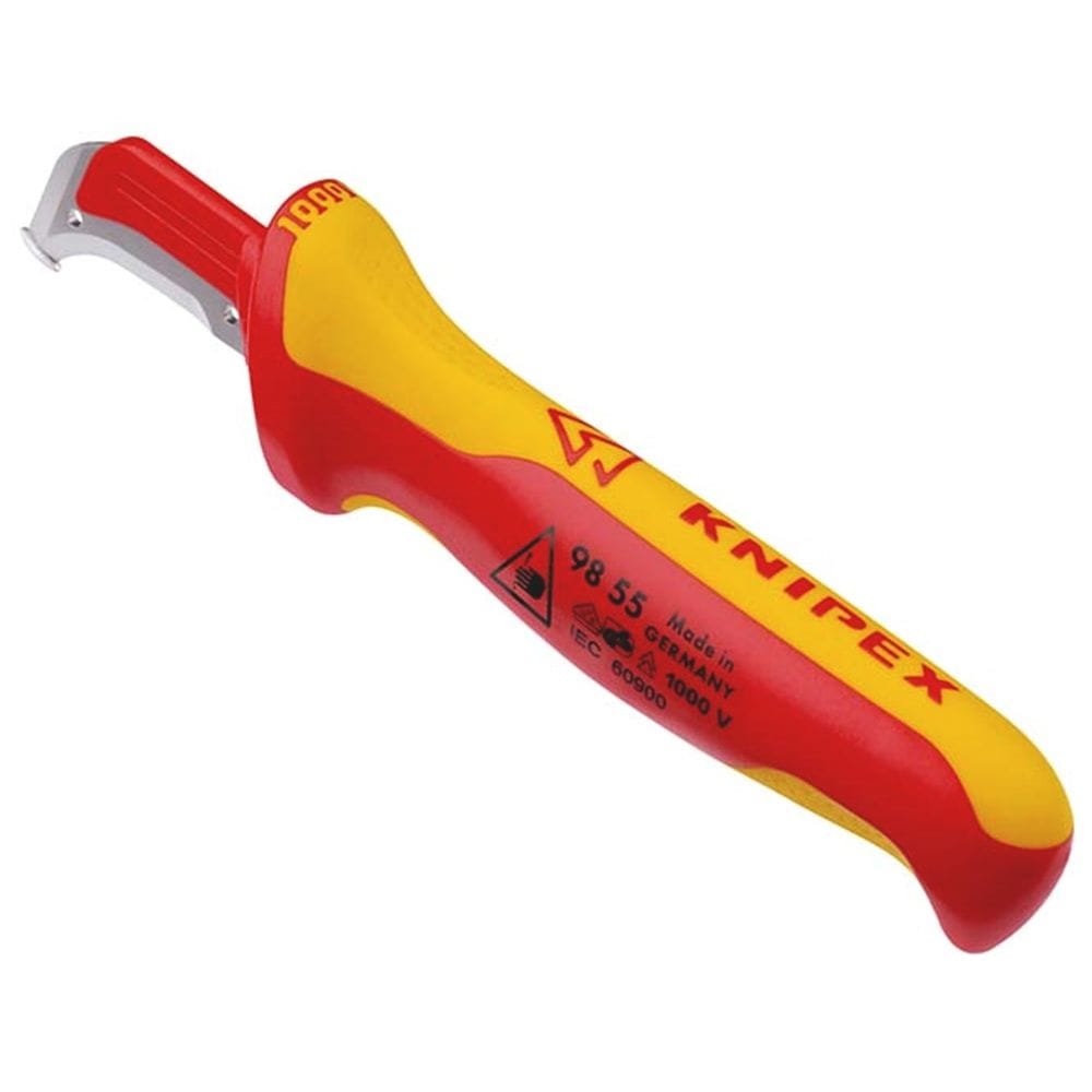 KNIPEX 98 55 Ontmantelingsmes met glijschoen geïsoleerde meercomponenten-greep, VDE-getest 180 mm-2