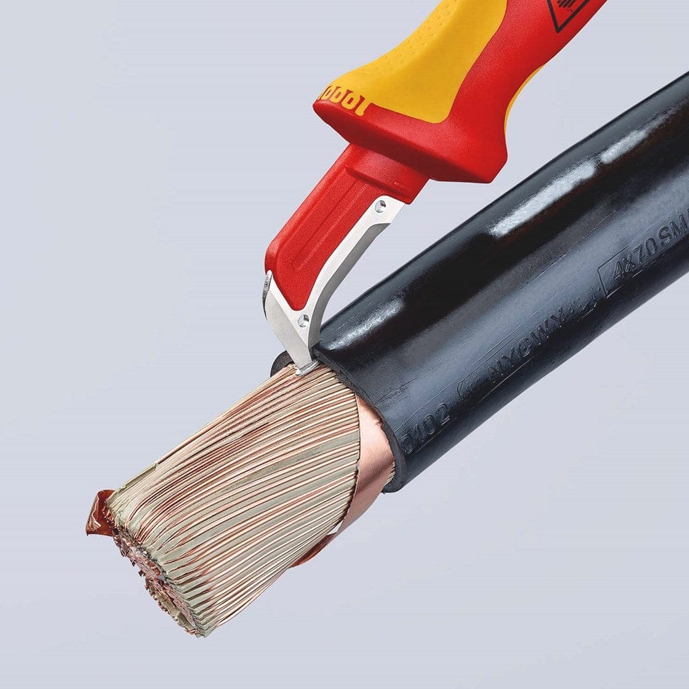 KNIPEX 98 55 Ontmantelingsmes met glijschoen geïsoleerde meercomponenten-greep, VDE-getest 180 mm-4