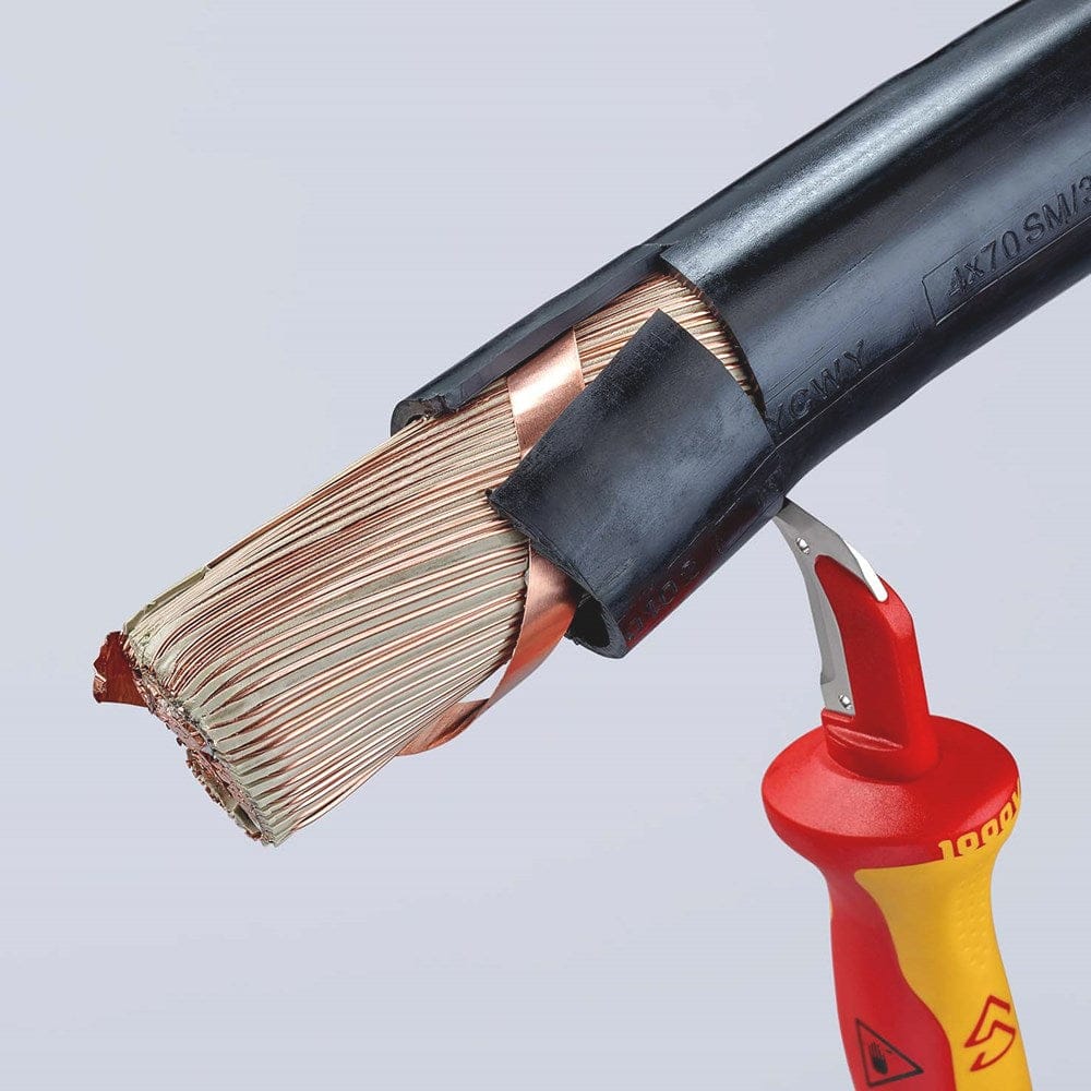 KNIPEX 98 55 Ontmantelingsmes met glijschoen geïsoleerde meercomponenten-greep, VDE-getest 180 mm-5