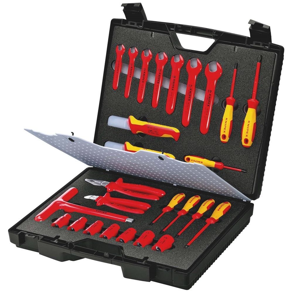 KNIPEX 98 99 12 Standaardkoffer 26-delig met geïsoleerde gereedschappen voor het werken aan elektris-0