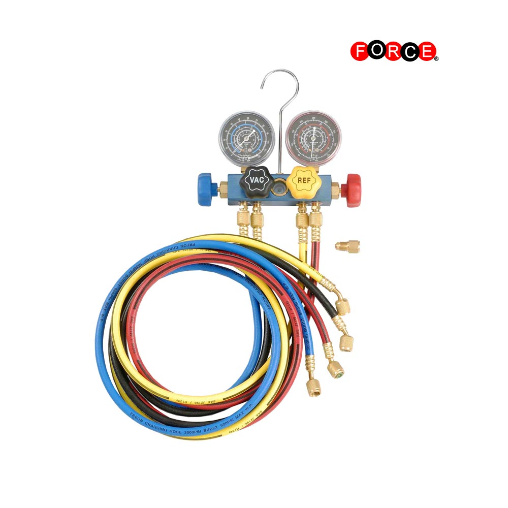 Aluminum 4-way R410 Auto A/C Manifold 80mm Gauge Set (with 60" hose 1/4" SAE)
