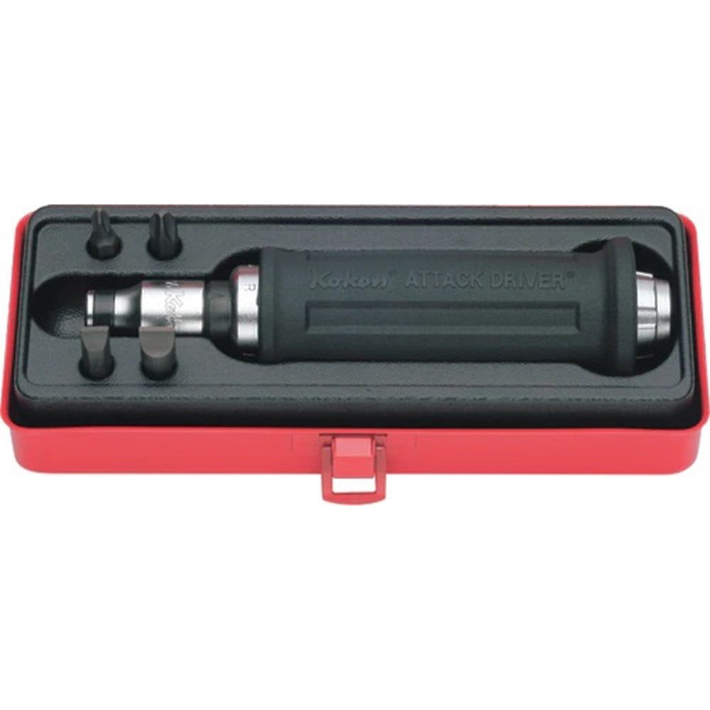 1/2" slagschroevendraaierset in cassette 2 platte en 2 Phillips-bits-0