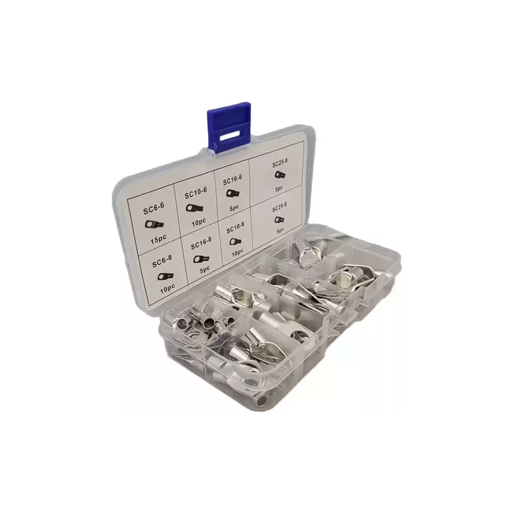 Battery cable tube terminals for crimping or soldering in cable